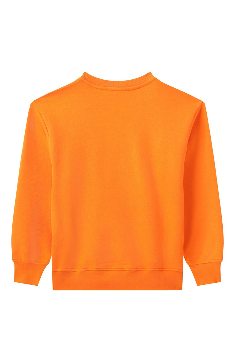 Детский хлопковый свитшот MSGM KIDS оранжевого цвета, арт. S5MSJBSW028 | Фото 2 (Рукава: Длинные; Мальчики Кросс-КТ: Свитшот-одежда; Материал внешний: Хлопок; Автоматизация ТО: Проставлено; Автоматизация состава: Проставлено; Ростовка одежда: 8 лет | 128 см, 6 лет | 116 см, 10 - 11 лет | 140 - 146см, 12 лет | 152 см, 16 лет | 164 см)