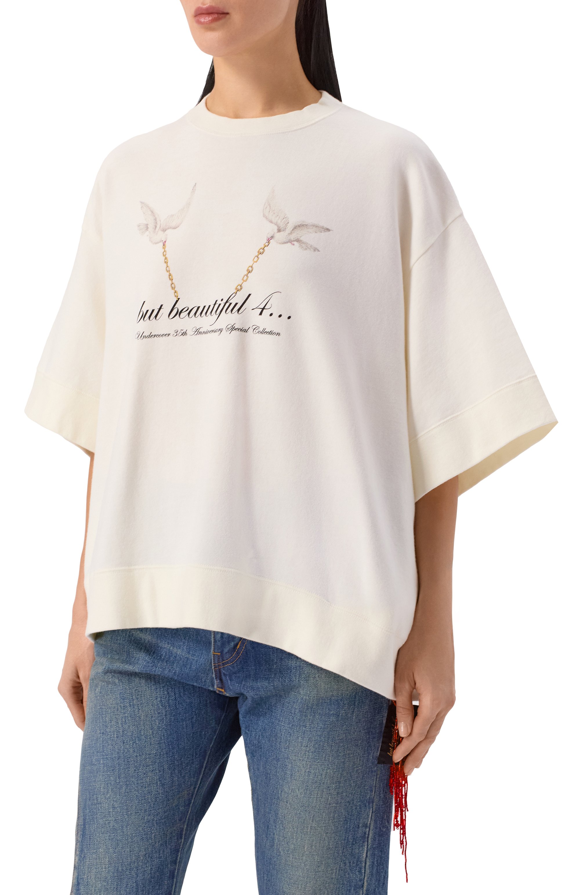 Хлопковый свитшот UNDERCOVER кремового цвета по цене 35050 руб., арт. UC2E1893-1, фото 3 Хлопковый свитшот UNDERCOVER, арт. UC2E1893-1, фото 3