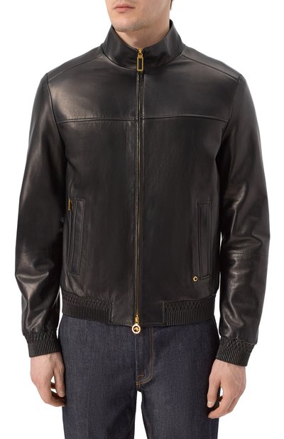 Кожаный бомбер STEFANO RICCI черного цвета по цене 782000 руб., арт. M7J4300060/NPGLLU, фото 3 Кожаный бомбер STEFANO RICCI, арт. M7J4300060/NPGLLU, фото 3