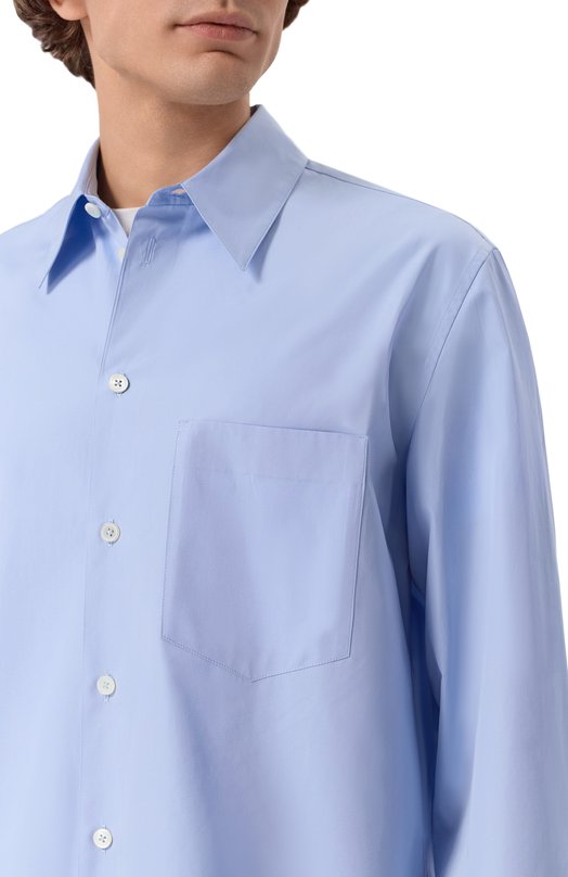 Хлопковая рубашка Jil Sander J22DL0352/J45001 Голубой  J22DL0352/J45001 Фото 5