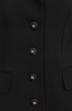 Женский шерстяной жакет DOLCE & GABBANA черного цвета, арт. F27DST/GDCSX | Фото 6 (Материал внешний: Шерсть; Длина (для топов): Стандартные; Рукава: Длинные; Кросс-КТ: костюм; 1-2-бортные: Однобортные; Стили: Кэжуэл; Женское Кросс-КТ: Жакет-одежда; Размерность: Идёт в размер; Автоматизация ТО: Проставлено; Автоматизация состава: Проставлено)