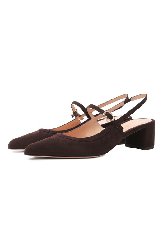 Замшевые туфли Piper Sling 45 Gianvito Rossi G95575.45RIC.CAMM0KA Коричневый G95575.45RIC.CAMM0KA