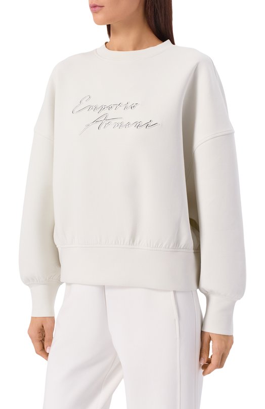 Хлопковый свитшот Emporio Armani EW001354/AF10002 Белый  EW001354/AF10002 Фото 3