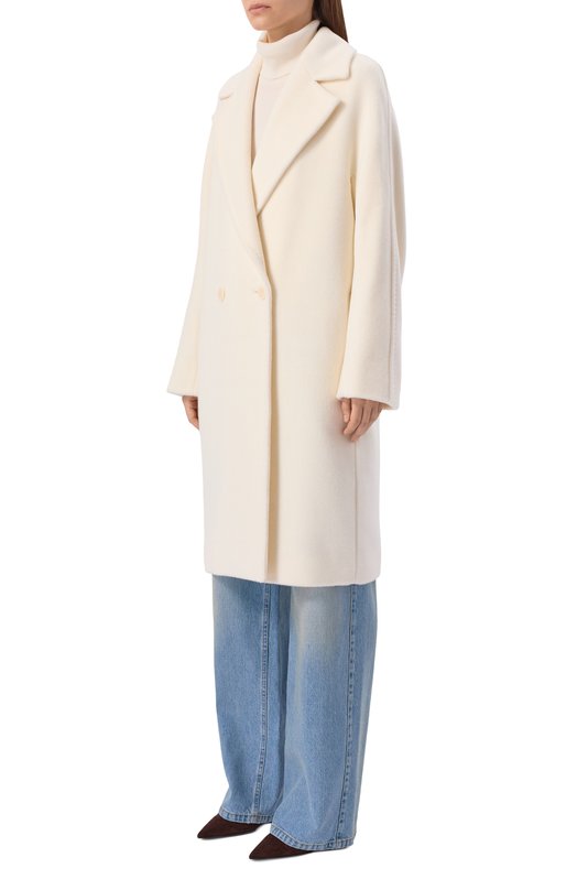 Шерстяное пальто Max Mara Studio T0KI0 Кремовый  T0KI0 Фото 3