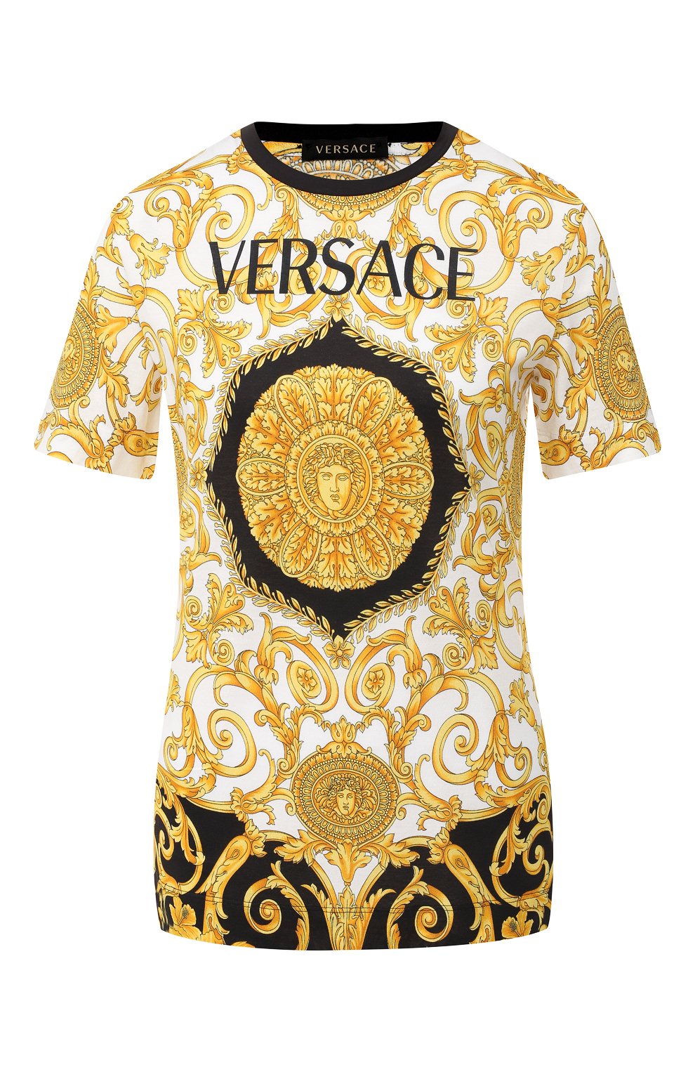 Хлопковая футболка VERSACE разноцветного цвета по цене 53900 руб., арт. A82255/A229176, фото 1 Хлопковая футболка VERSACE, арт. A82255/A229176, фото 1
