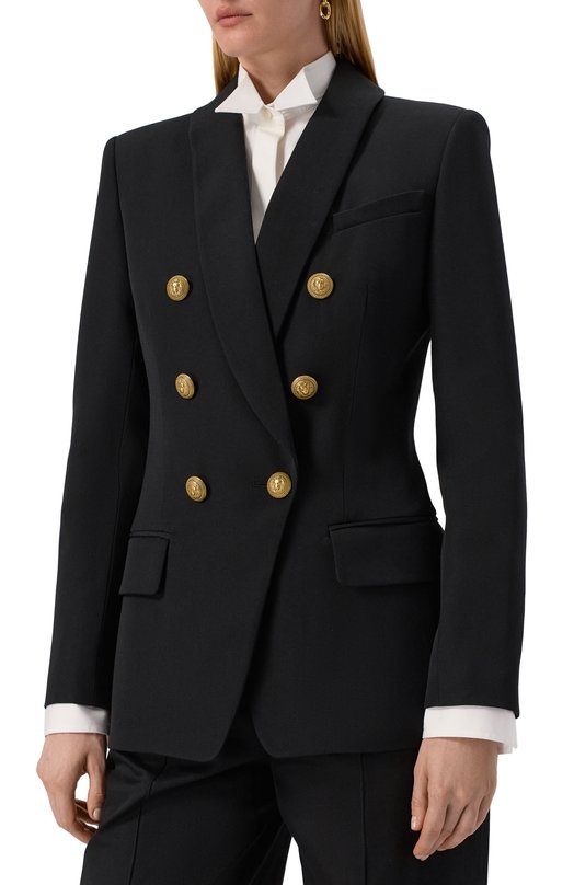 Шерстяной жакет Balmain CF1SH020/WC09 Чёрный  CF1SH020/WC09 Фото 3