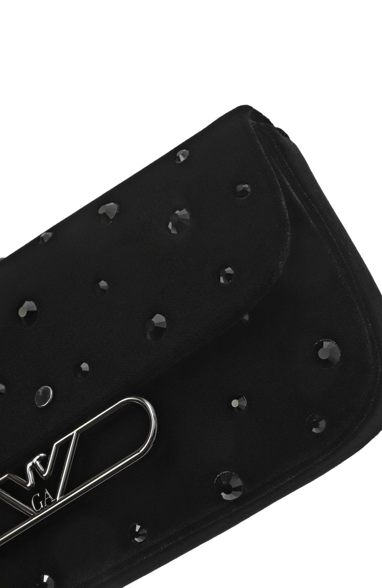 Женская сумка EMPORIO ARMANI черного цвета, арт. EW001492/AF14788 | Фото 3 (Ремень/цепочка: На ремешке; Материал: Текстиль; Размер: mini; Автоматизация состава: Проставлено; Автоматизация ТО: Проставлено)