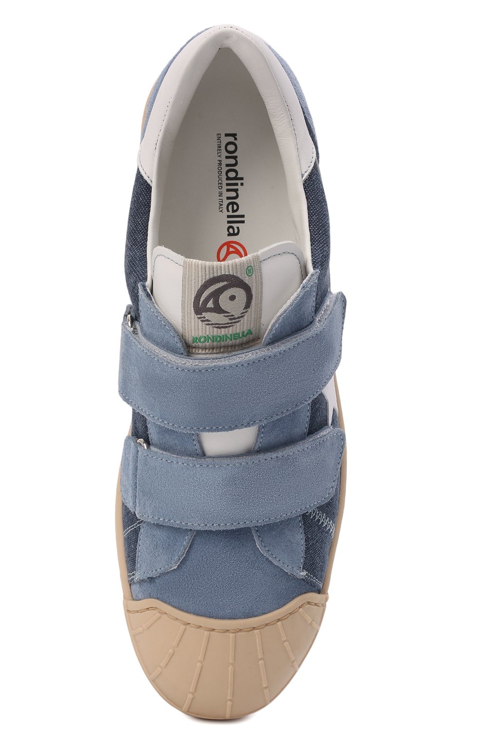Кеды из кожи и текстиля RONDINELLA синего цвета по цене 18650 руб., арт. 11866-1E/6521/37-39, фото 4 Кеды из кожи и текстиля RONDINELLA, арт. 11866-1E/6521/37-39, фото 4