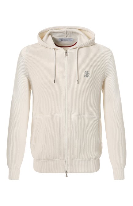 Мужской хлопковый кардиган BRUNELLO CUCINELLI кремвого цвета, арт. M29200416G | Фото 1 (Рукава: Длинные; Материал сплава: Проставлено; Длина (для топов): Стандартные; Материал внешний: Хлопок; Драгоценные камни: Проставлено)
