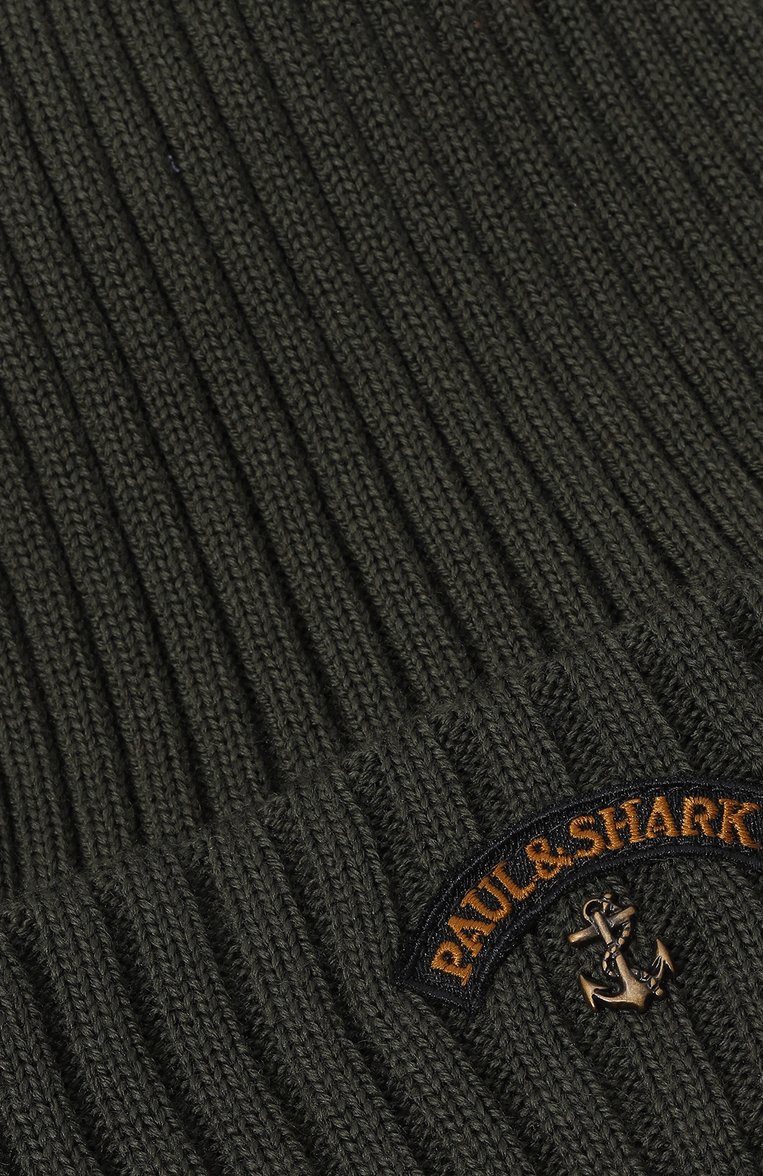 Мужская шерстяная шапка PAUL&SHARK хаки цвета, арт. C0P712 | Фото 3 (Материал: Шерсть, Текстиль; Нос: Не проставлено; Кросс-КТ: Трикотаж)