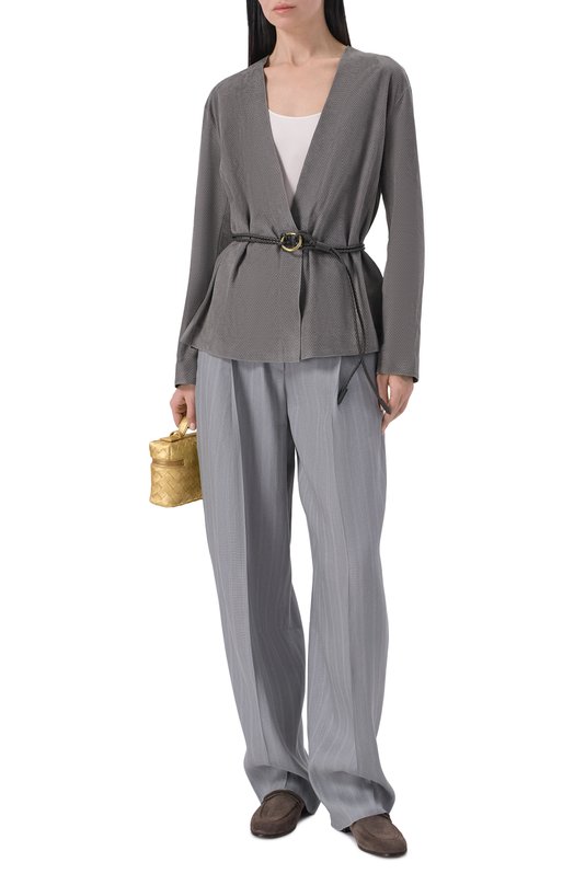 Брюки изо льна и шелка Giorgio Armani GW002793/TE18800 Голубой  GW002793/TE18800 Фото 2