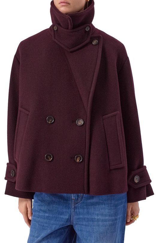 Шерстяное полупальто Chloé CH25WMA96272 Бордовый  CH25WMA96272 Фото 6
