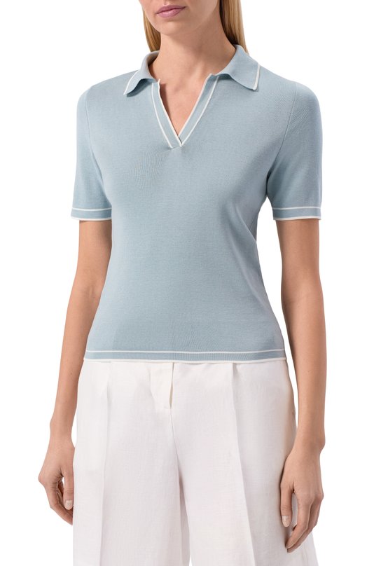 Поло из шелка и хлопка MVST M26.2PW.K223-SS/Y201 Голубой  M26.2PW.K223-SS/Y201 Фото 3