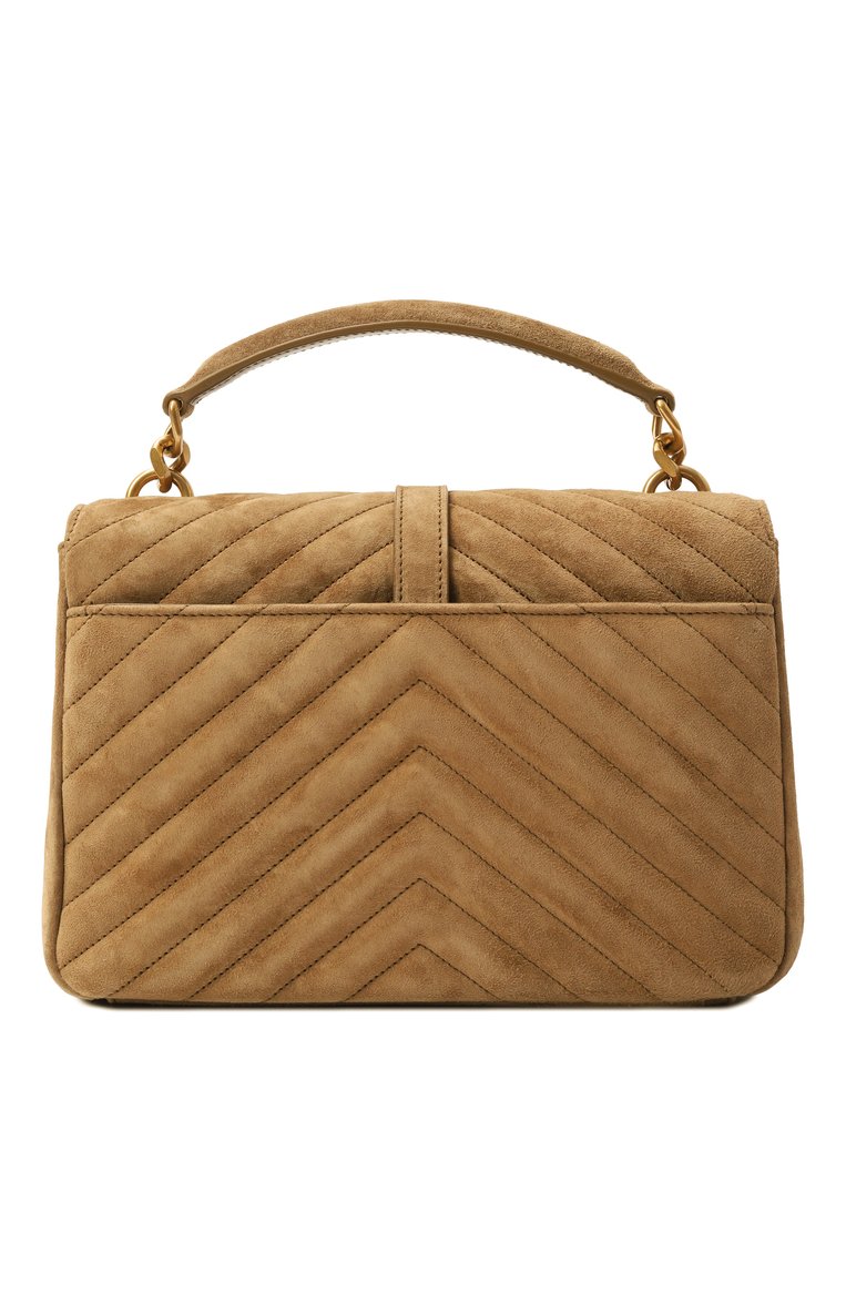 Женская сумка college medium SAINT LAURENT бежевого цвета, арт. 600279/1U807 | Фото 6 (Размер: medium; Ремень/цепочка: На ремешке; Материал: Натуральная кожа, Натуральная замша; Автоматизация состава: Проставлено; Автоматизация ТО: Проставлено)