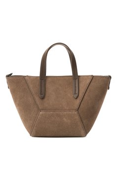 Женская сумка bc duo BRUNELLO CUCINELLI коричневого цвета, арт. MBDLD2675 | Фото 6 (Ремень/цепочка: На ремешке; Драгоценные камни: Проставлено; Материал: Натуральная кожа, Натуральная замша; Материал сплава: Проставлено; Размер: small)