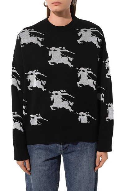 Свитер из хлопка и шелка BURBERRY черно-белого цвета по цене 98100 руб., арт. 8070329 A6590, фото 3 Свитер из хлопка и шелка BURBERRY, арт. 8070329 A6590, фото 3