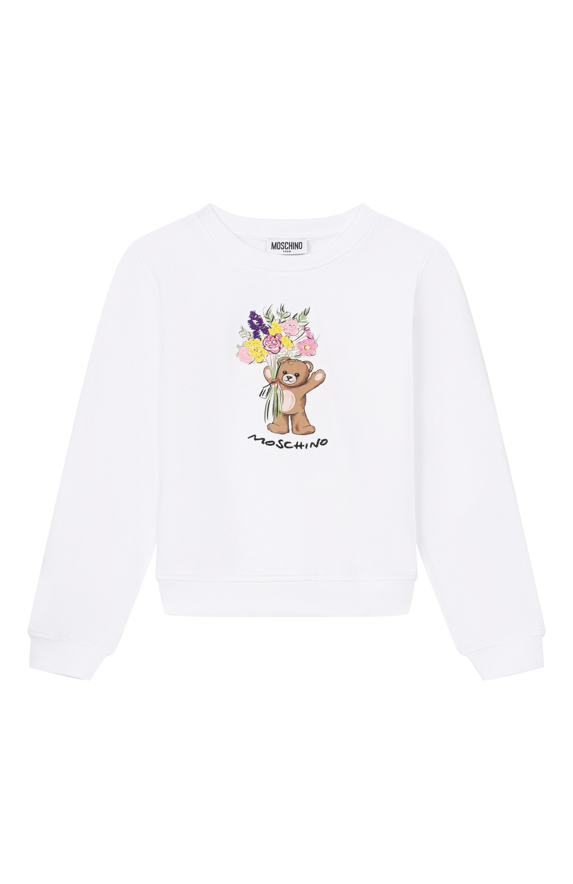 Хлопковый свитшот MOSCHINO белого цвета по цене 13600 руб., арт. HLF02M/LDA00, фото 1 Хлопковый свитшот MOSCHINO, арт. HLF02M/LDA00, фото 1