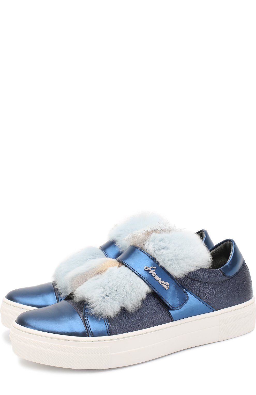 Кожаные кеды с меховой отделкой и застежками велькро SIMONETTA, арт. 51084/36-41, фото 1