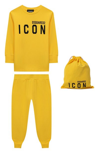 Хлопковая пижама DSQUARED2 желтого цвета по цене 13300 руб., арт. DQ1087-D008J, фото 1 Хлопковая пижама DSQUARED2, арт. DQ1087-D008J, фото 1