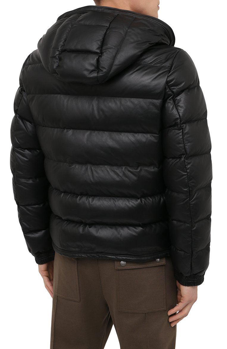 Мужская пуховик gebroulaz MONCLER черного цвета, арт. F2-091-1A596-00-50118 | Фото 4 (Стили: Кэжуэл; Длина (верхняя одежда): Короткие; Материал подклада: Синтетический материал; Рукава: Длинные; Материал утеплителя: Пух и перо; Мужское Кросс-КТ: пуховик-короткий; Материал внешний: Натуральная кожа; Материал сплава: Проставлено; Драгоценные камни: Проставлено)