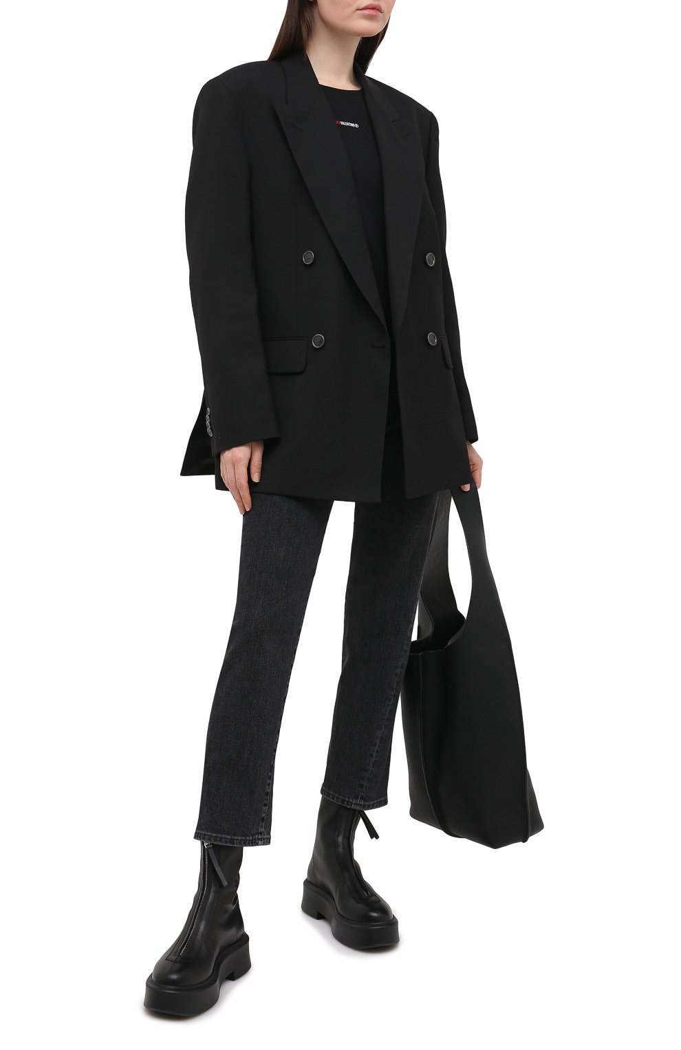 Хлопковая футболка REDVALENTINO черного цвета по цене 13200 руб., арт. VR3MG08P/5QF, фото 2 Хлопковая футболка REDVALENTINO, арт. VR3MG08P/5QF, фото 2