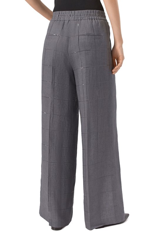 Льняные брюки Brunello Cucinelli MM633P8887 Серый  MM633P8887 Фото 4