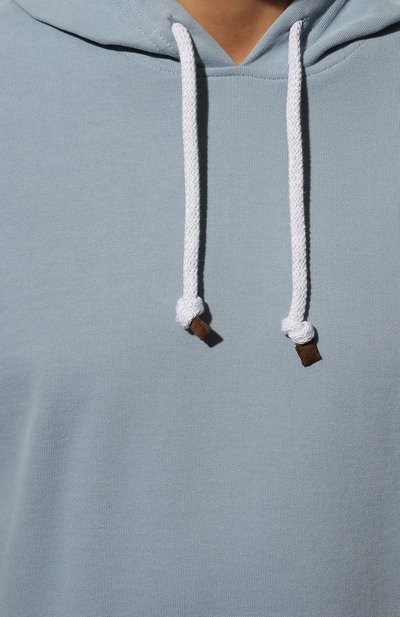 Хлопковое худи BRUNELLO CUCINELLI голубого цвета по цене 81850 руб., арт. MTU143450, фото 5 Хлопковое худи BRUNELLO CUCINELLI, арт. MTU143450, фото 5