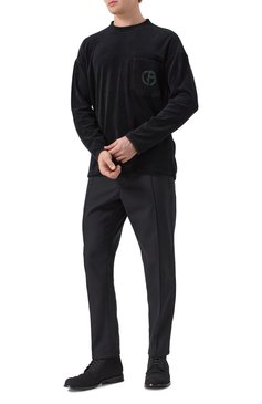 Мужская хлопковый лонгслив GIORGIO ARMANI черного цвета, арт. GM001249/TE13896 | Фото 2 (Рукава: Длинные; Длина (для топов): Стандартные; Стили: Кэжуэл; Принт: С принтом; Материал внешний: Хлопок; Мужское Кросс-КТ: Футболка-одежда; Кросс-КТ: Джерси; Автоматизация состава: Проставлено; Автоматизация ТО: Проставлено)