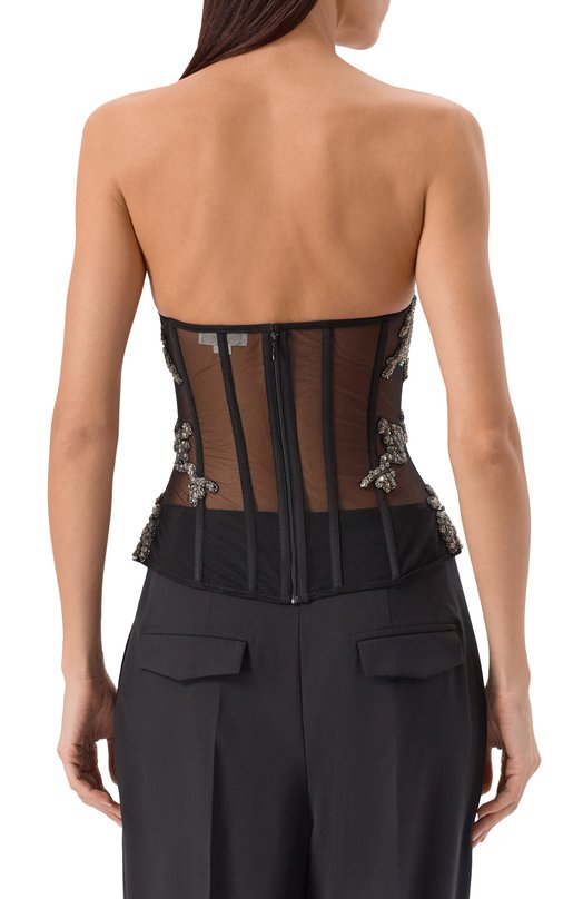 Топ с отделкой стразами и пайетками Zuhair Murad PTP25015/EM0R005 Чёрный  PTP25015/EM0R005 Фото 4