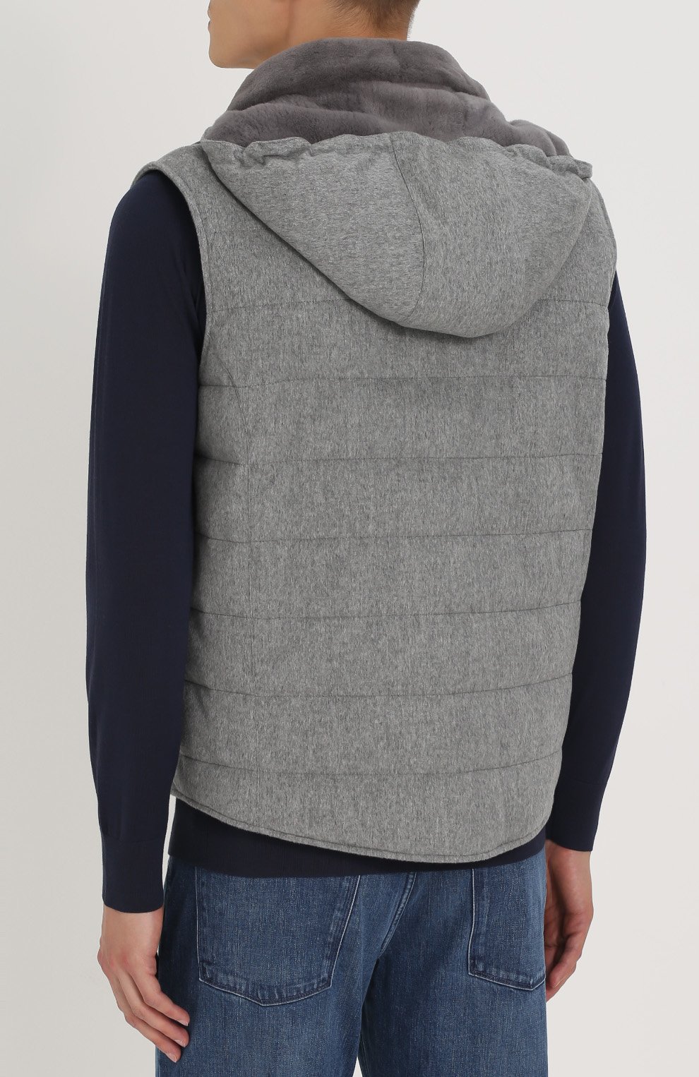 Утепленный кашемировый жилет на молнии с меховой отделкой воротника LORO PIANA, арт. FAG5100, фото 5