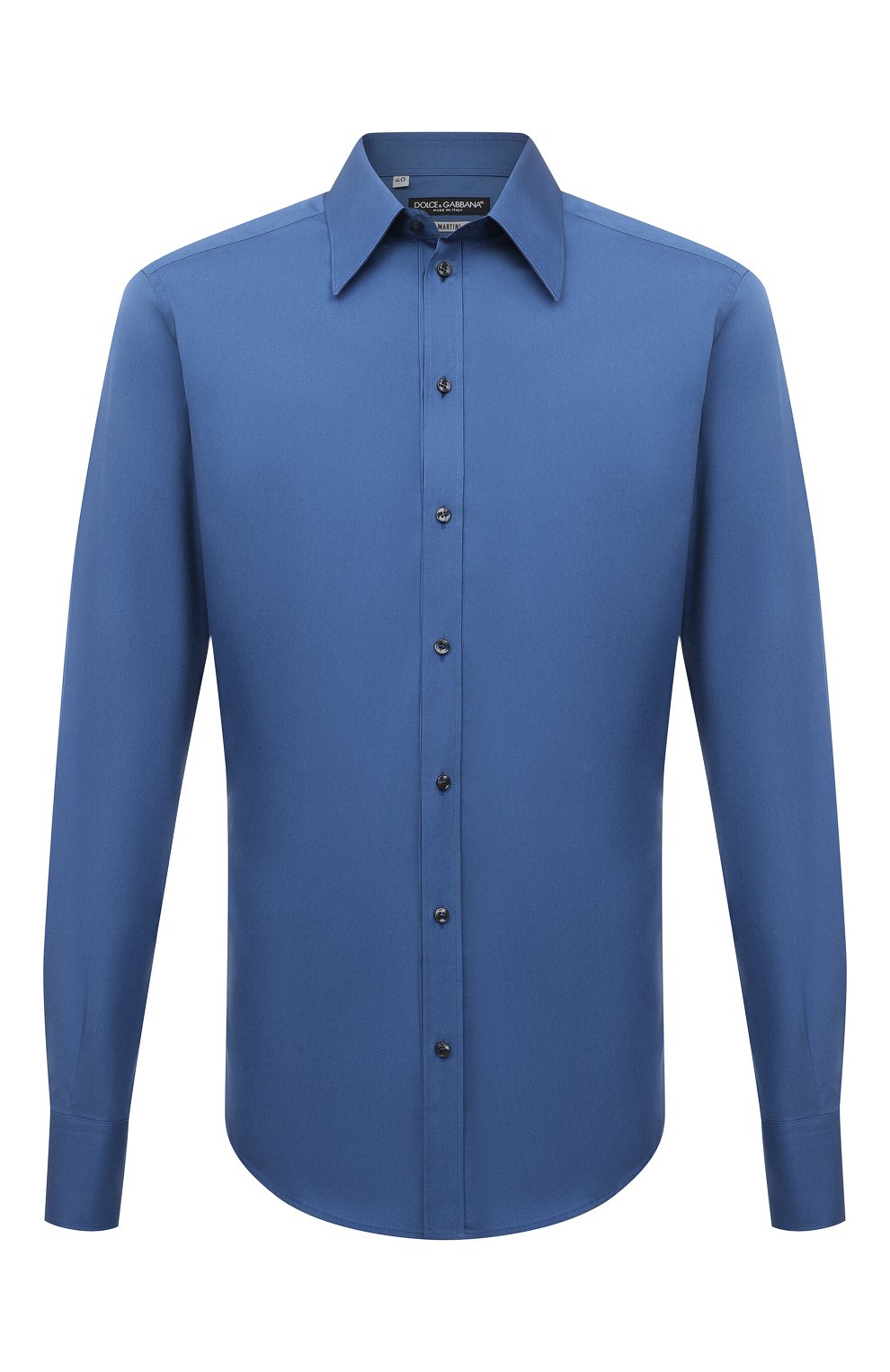 Хлопковая сорочка DOLCE & GABBANA синего цвета по цене 39050 руб., арт. G5IX8T/FU5TI, фото 1 Хлопковая сорочка DOLCE & GABBANA, арт. G5IX8T/FU5TI, фото 1