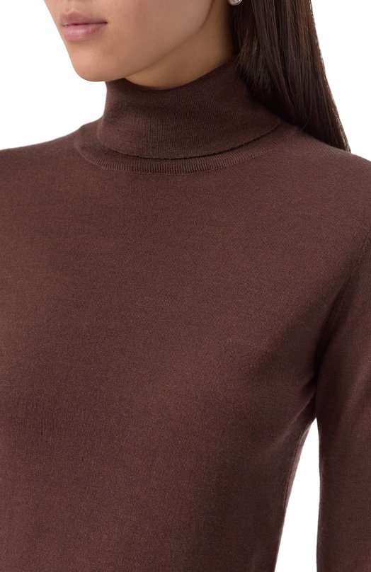 Водолазка из кашемира и шелка Brunello Cucinelli M13800063P Коричневый  M13800063P Фото 5