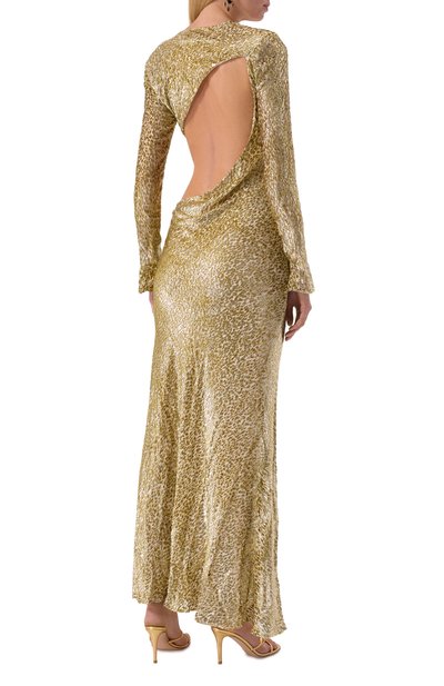 Платье SELF-PORTRAIT золотого цвета по цене 115000 руб., арт. PF25060XAGD, фото 4 Платье SELF-PORTRAIT, арт. PF25060XAGD, фото 4