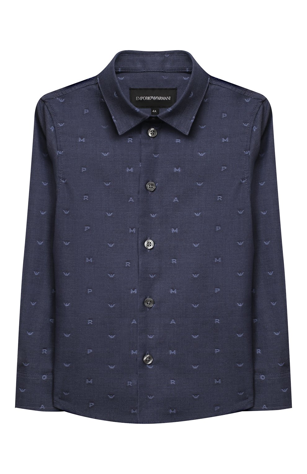 Хлопковая рубашка EMPORIO ARMANI синего цвета по цене 12100 руб., арт. 6H4CA4/1NXXZ, фото 1 Хлопковая рубашка EMPORIO ARMANI, арт. 6H4CA4/1NXXZ, фото 1