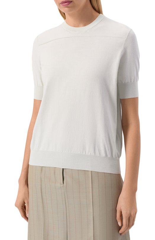 Хлопковый пуловер Jil Sander J02GC0117/J15383 Голубой  J02GC0117/J15383 Фото 3