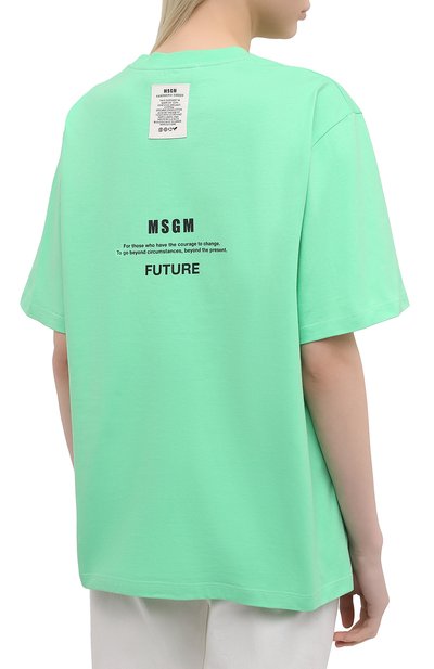 Хлопковая футболка MSGM зеленого цвета по цене 19450 руб., арт. 3041MDM190 217117, фото 4 Хлопковая футболка MSGM, арт. 3041MDM190 217117, фото 4
