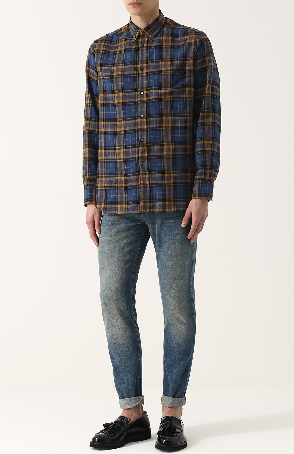 Рубашка в клетку из смеси хлопка и вискозы GUCCI, арт. 468563/Z461F, фото 2