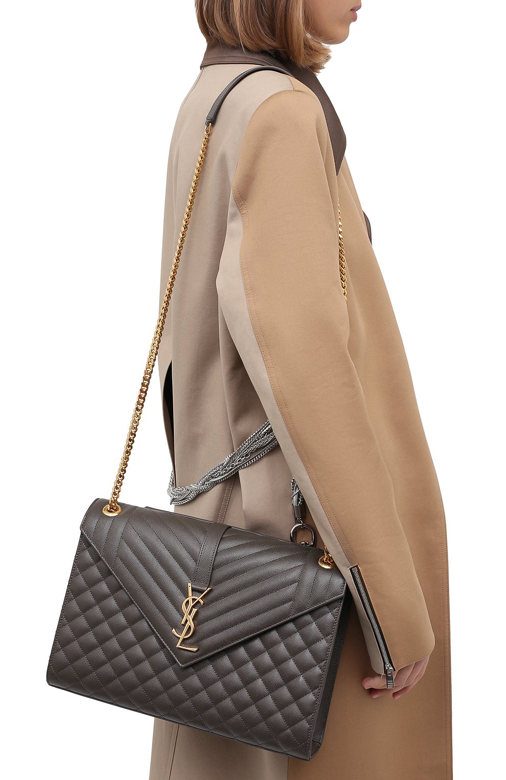 Сумка envelope large SAINT LAURENT темно-серого цвета по цене 236500 руб., арт. 600166/B0W91, фото 5 Сумка envelope large SAINT LAURENT, арт. 600166/B0W91, фото 5