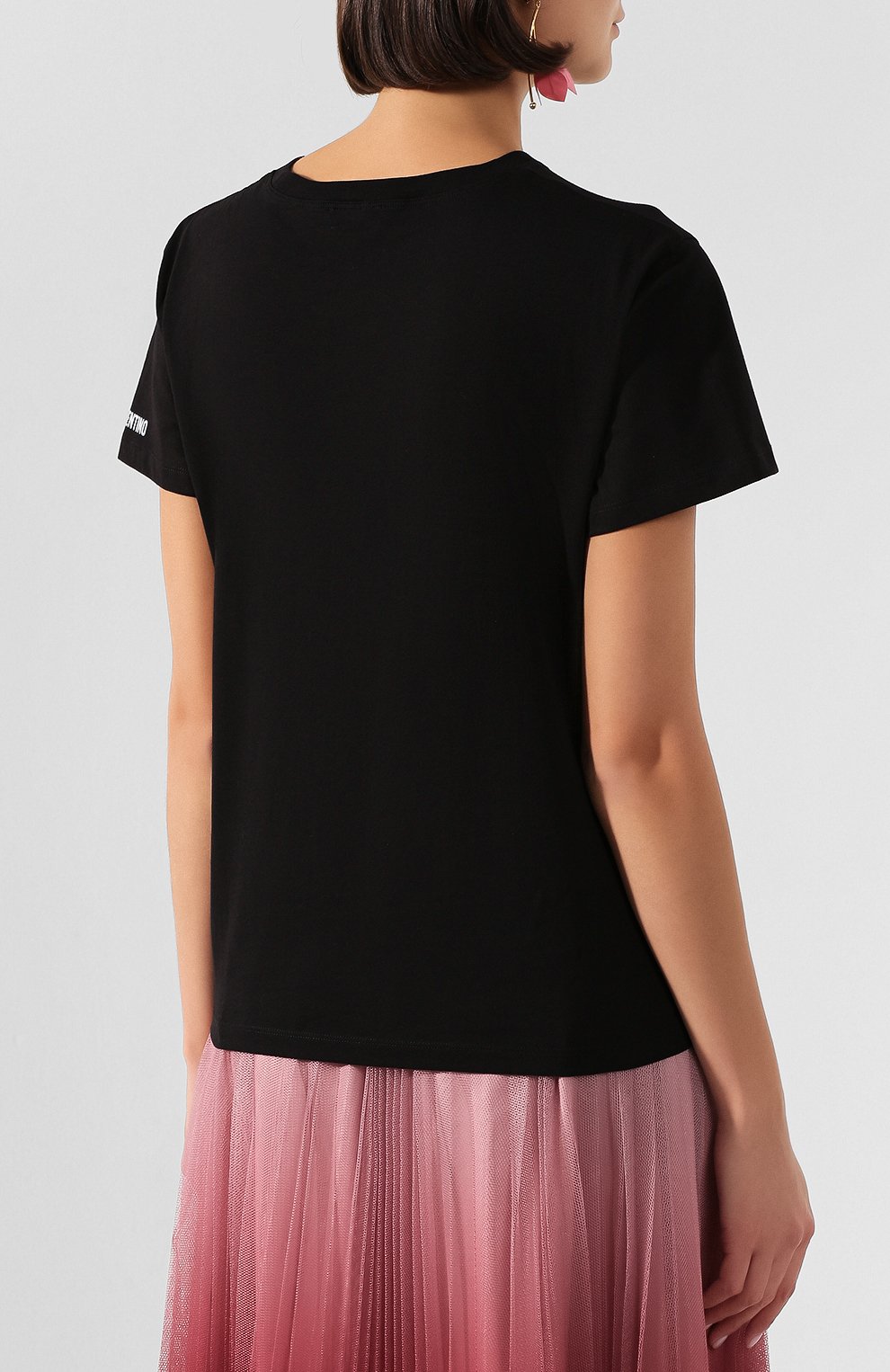 Хлопковая футболка REDVALENTINO черного цвета по цене 14450 руб., арт. TR0MG06B/544, фото 4 Хлопковая футболка REDVALENTINO, арт. TR0MG06B/544, фото 4