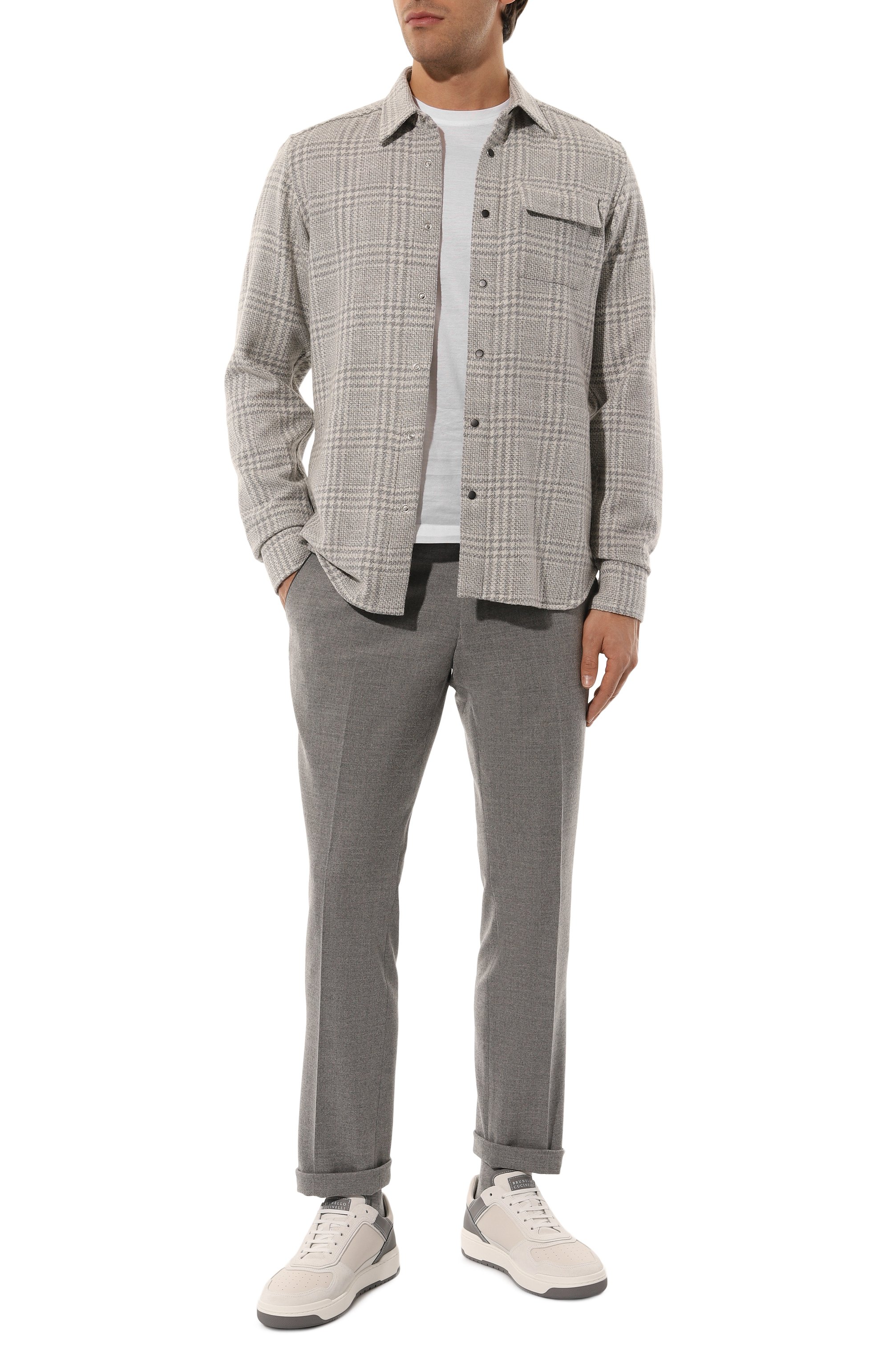 Рубашка из шерсти и шелка KITON серого цвета по цене 109500 руб., арт. UMCBUBAK0169E14, фото 2 Рубашка из шерсти и шелка KITON, арт. UMCBUBAK0169E14, фото 2