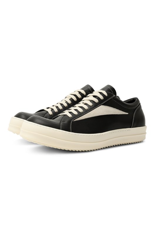 Кожаные кеды Hollywood Vintage Rick Owens RU02E1897/LC0LVS Чёрно-белый RU02E1897/LC0LVS