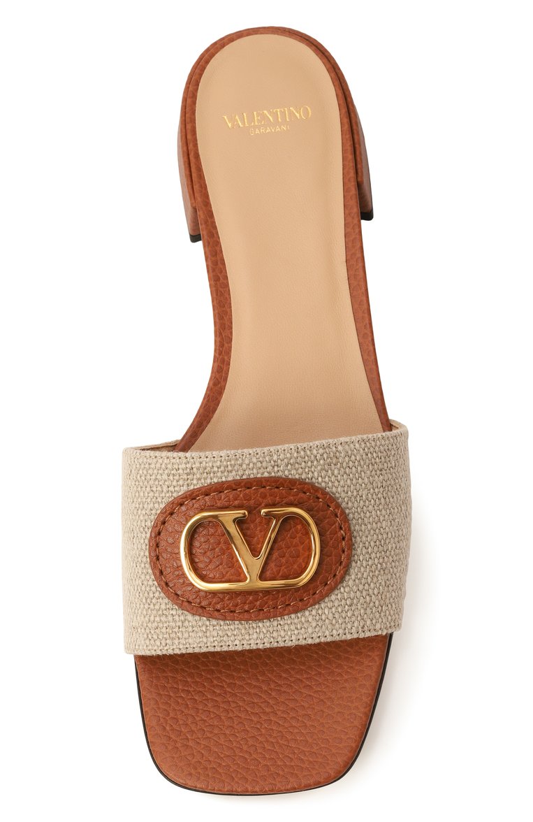 Женские текстильные шлепанцы vlogo signature VALENTINO бежевого цвета, арт. 6W2S0LT0/SJR | Фото 6 (Драгоценные камни: Проставлено; Материал сплава: Проставлено; Материал внешний: Текстиль; Подошва: Плоская; Материал внутренний: Натуральная кожа; Каблук высота: Низкий)