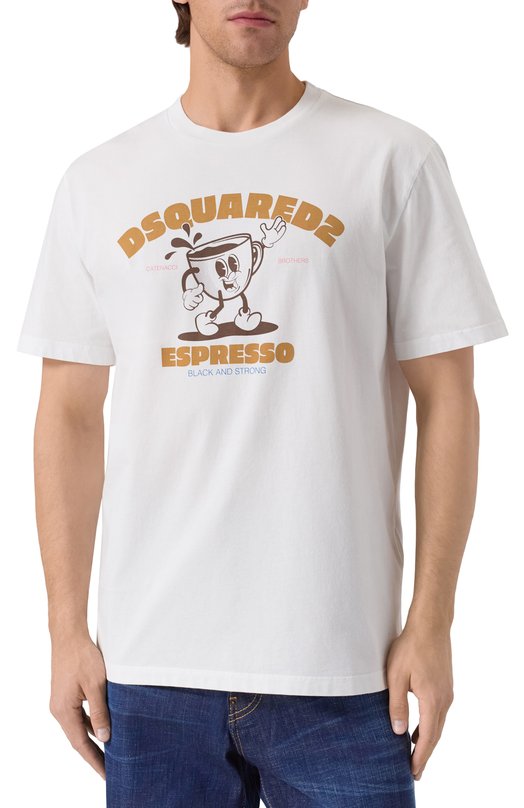 Хлопковая футболка Dsquared2 S74GD1452/D20020 Белый  S74GD1452/D20020 Фото 3