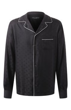 Мужская шелковая сорочка DOLCE & GABBANA черного цвета, арт. G5IF1T/FJ1JY | Фото 1 (Драгоценные камни: Проставлено; Материал внешний: Шелк; Длина (для топов): Стандартные; Материал сплава: Проставлено; Рукава: Длинные; Кросс-КТ: домашняя одежда)