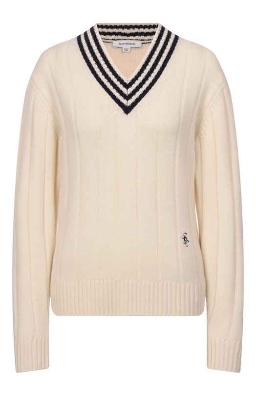 Пуловер из кашемира и шерсти Sporty and Rich WS07961302WH63 Кремовый WS07961302WH63