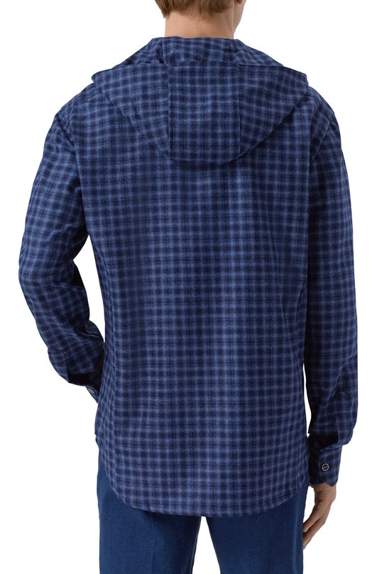 Рубашка из шерсти и кашемира Kiton UMCMARK0167G39 Синий  UMCMARK0167G39 Фото 4