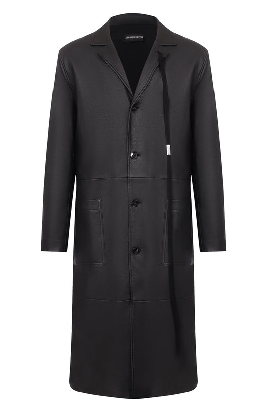Кожаное пальто Ann Demeulemeester B0013107/LT038 Чёрный B0013107/LT038