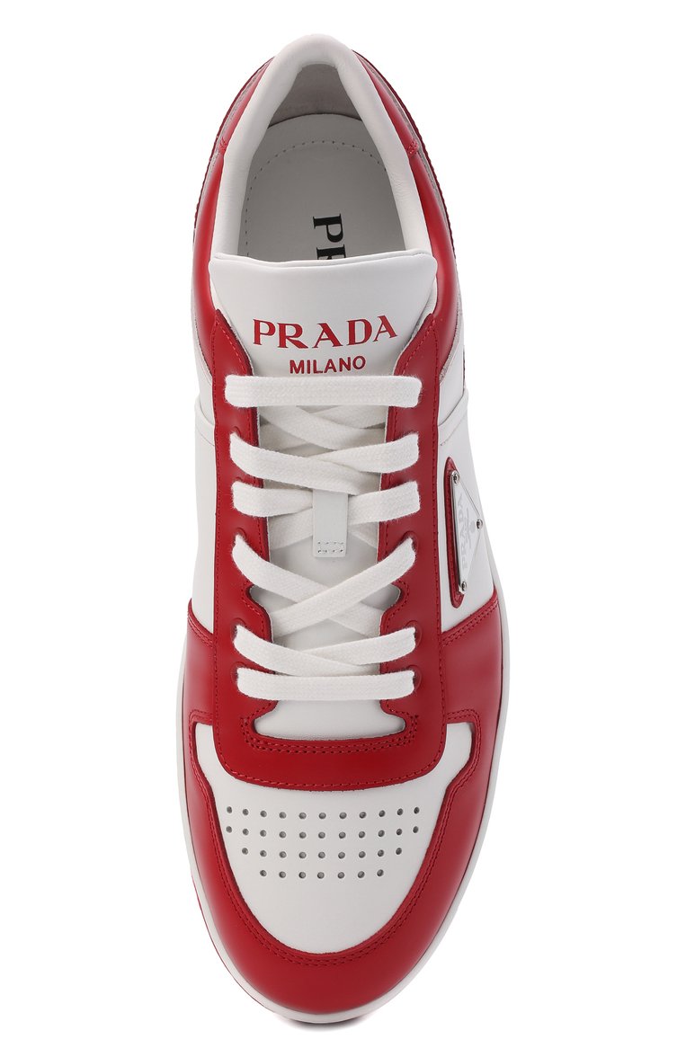 Мужские кожаные кеды PRADA красного цвета, арт. 2EE364-3LKG-F0O3N | Фото 6 (Подошва: Массивная; Материал утеплителя: Без утеплителя; Стили: Классический; Материал сплава: Проставлено; Драгоценные камни: Проставлено; Материал внешний: Натуральная кожа; Кросс-КТ: Низкие)