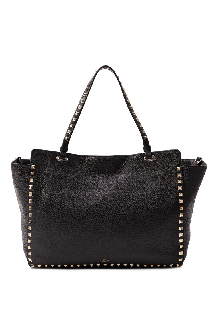 Женская сумка-тоут rockstud medium VALENTINO черного цвета, арт. 5W2B0970/VSF | Фото 6 (Ремень/цепочка: На ремешке; Материал: Натуральная кожа; Размер: medium; Автоматизация состава: Проставлено; Автоматизация ТО: Проставлено)