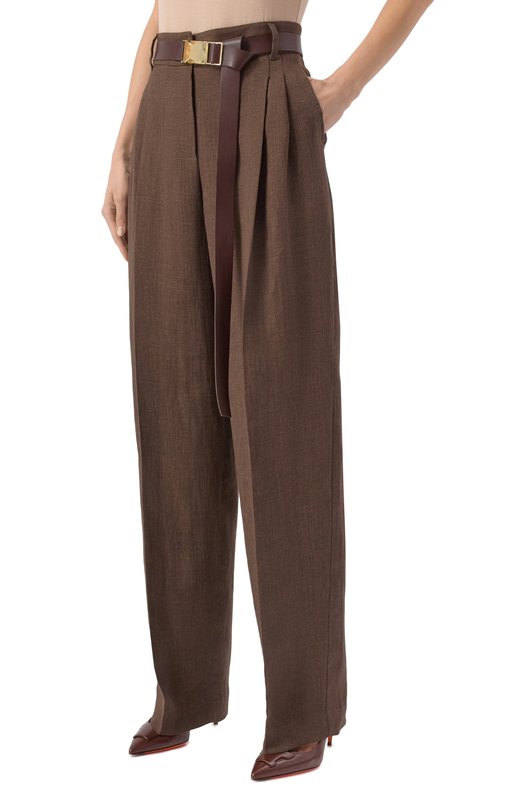 Льняные брюки Max Mara Studio SIAMESE Коричневый  SIAMESE Фото 3